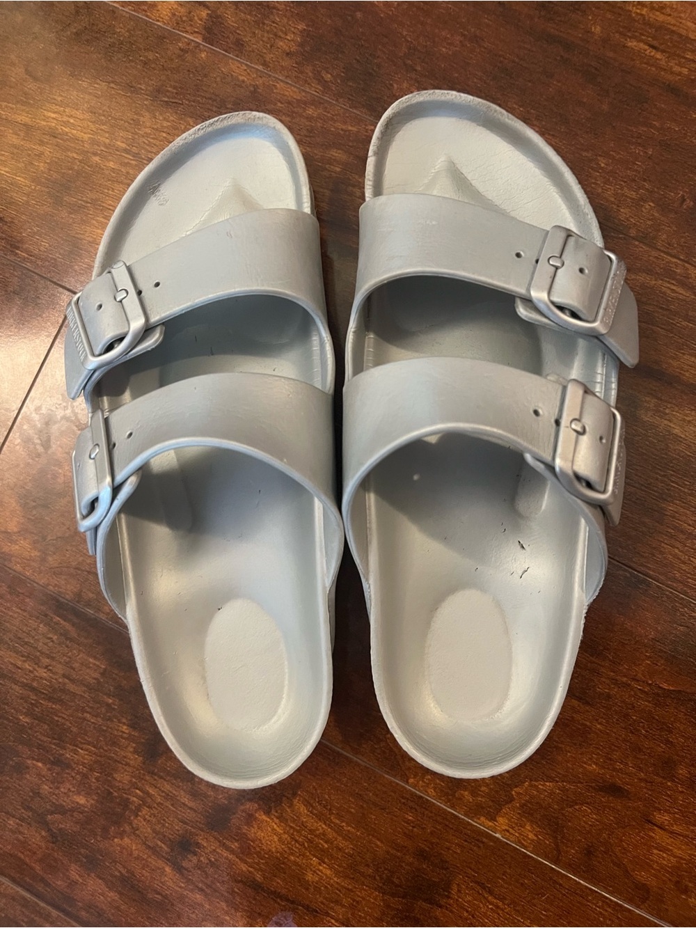 Birkenstock Two-Strap EVA Sandals in Light Gray